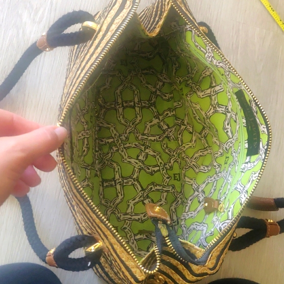 Eric Javits New YorkNautical Braid Squishee straw two tone Handbag - Picture 7 of 14